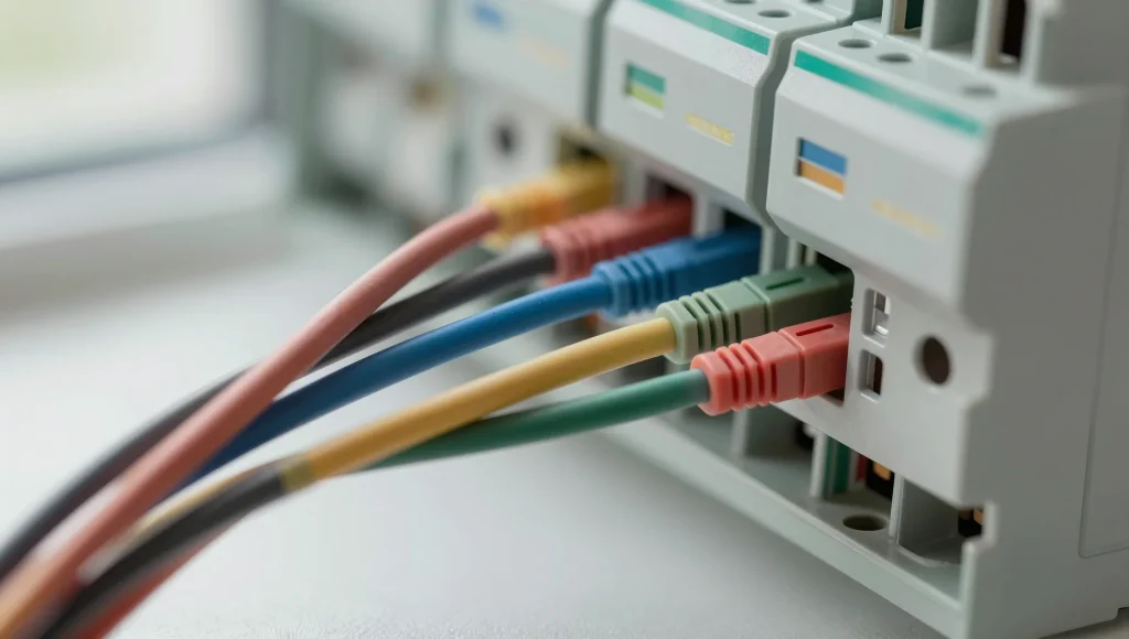 Detailaufnahme einer Abzweigdose bei der Elektroinstallation in einer Altbauwohnung der List