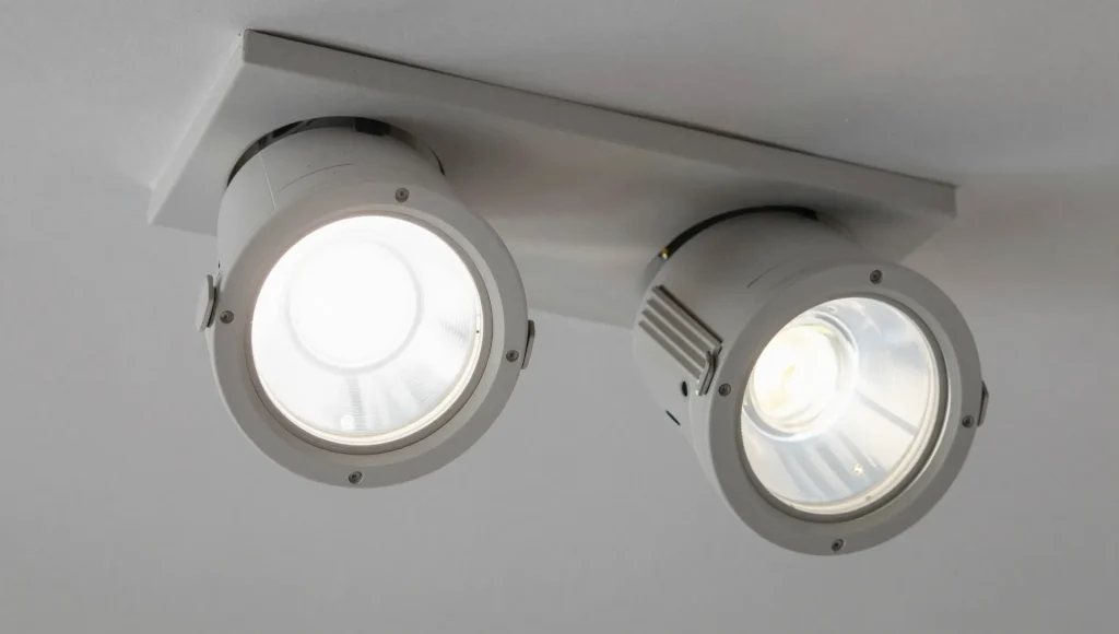 Nahaufnahme neu montierter LED-Spots in einer sanierten Wohnung in Stöcken
