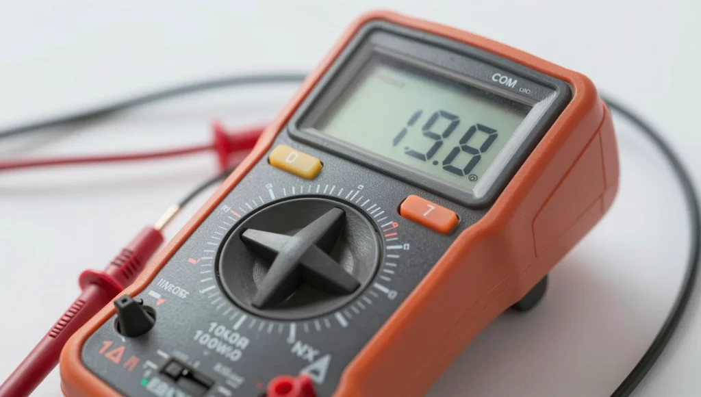 Elektrofachkraft misst mit dem Multimeter den Isolationswiderstand einer Leitung im Rahmen der Anlagenprüfung