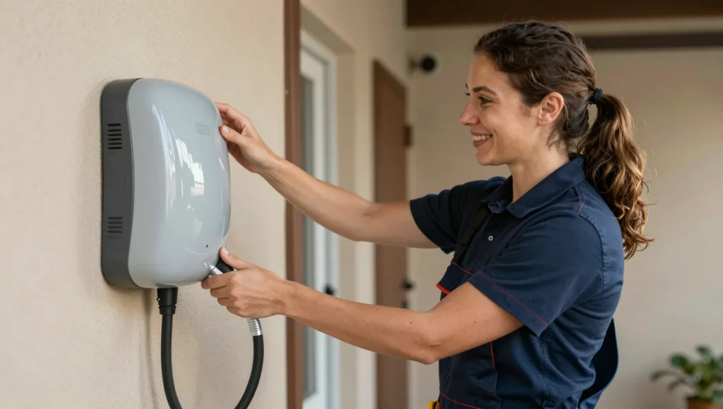 Vorbereitete Kabelführung für eine Wallbox-Installation in der Sammelgarage eines Mehrparteienhauses